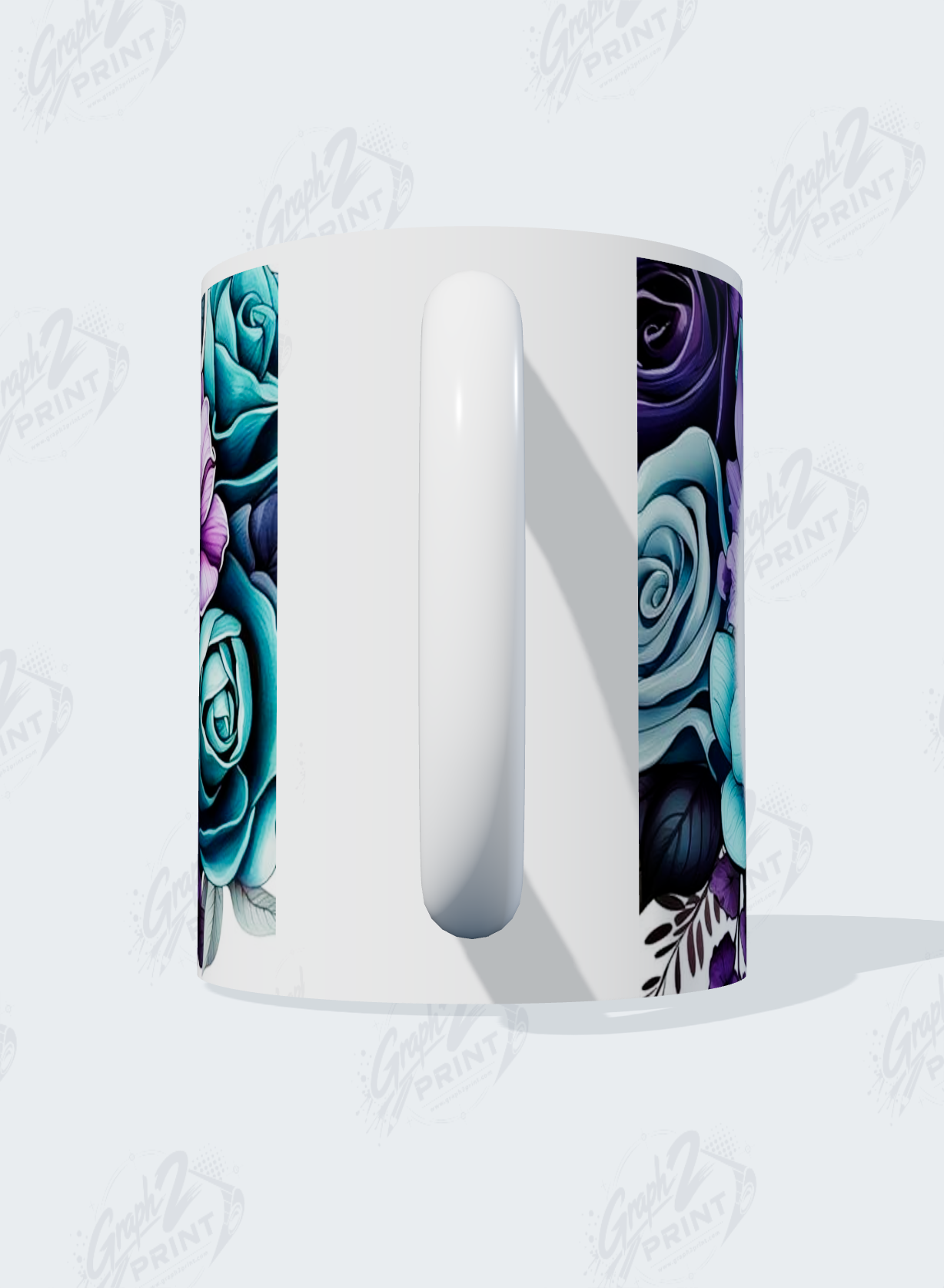 Mug Floral Violet & Turquoise – Image 3
