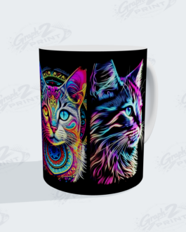 Mug Personnalisé "Cats Néon / Style Mandala"