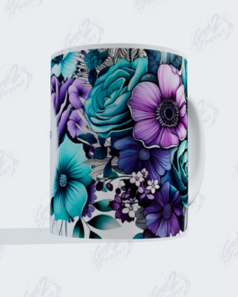 Mug Floral Violet & Turquoise