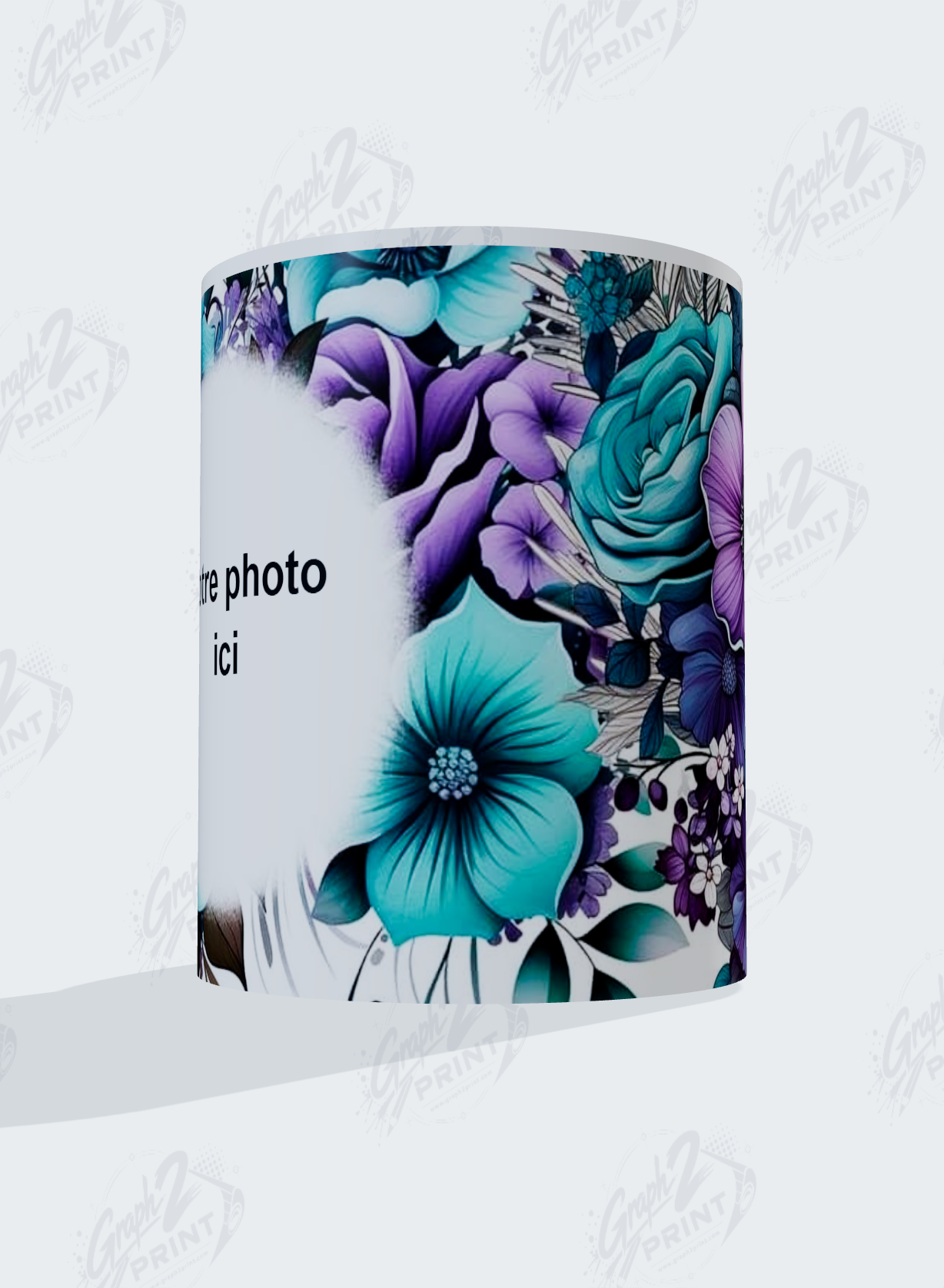 Mug Floral Violet & Turquoise – Image 2